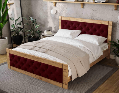 ➤Цена   Купить Кровать двухспальная с мягким изголовьем 180х200 бордо ➤Черный ➤Кровати двухспальные➤VDЕN➤44035841.1ВИОРД фото