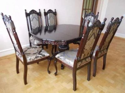 ➤Цена 68 353 грн  Купить Гарнитур гостиный стол Гратантур-К + стулья Венеция 6 шт ➤Орех темный ➤Комплекты обеденные деревянные➤Агросвит 2С➤440303013ПЛМ фото