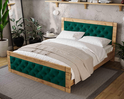 ➤Цена   Купить Кровать двухспальная с мягким изголовьем 180х200 зеленый ➤Зелёный ➤Кровати двухспальные➤VDЕN➤44035841.5ВИОРД фото