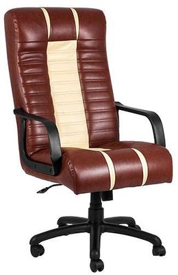 ➤Цена 4 440 грн  Купить Кресло Brigh пластик / кожзам Ecosoft коричневый с бежевой вставкой ➤да ➤Кресла руководителя➤Zesty➤440303835.1ZES фото