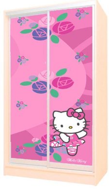 ➤Цена 9 403 грн  Купить Детский шкаф-купе 2х дверный Дизайн Hello Kitty 100х180 ➤ ➤Шкафы детские➤VDЕ➤144563.2ВИОРД1 фото