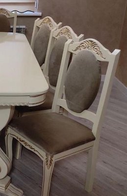 ➤Цена 2 440 грн  Купить Банкетный стул деревянный для обеденной зоны Лоано с резным узором белый ➤Белый + патина ➤Стулья деревянные➤Агросвит 1С➤440303036.25ПЛМ фото
