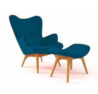 ➤Ціна 18 160 грн  Купити Кресло интерьерное с пуфом для ног цвет синий арт040192.1➤Синій ➤Кресла мягкие➤Modern 8➤FLORDBLuOt фото