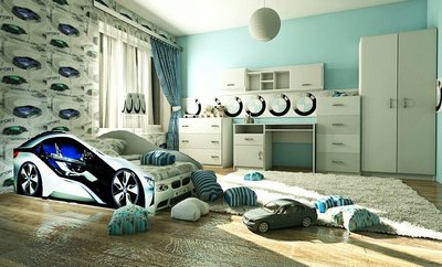 ➤Цена   Купить Детская комната серии Гонка кровать BMW ➤Белый ➤Детские комнаты➤VDЕ➤440303530.2ВИОРДДР фото