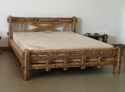 ➤Цена 8 250 грн UAH Купить Кровать деревянная полуторная Ски 120х200 под старину ➤Горіх ➤Кровати под старину➤МЕКО➤0135МЕКО фото
