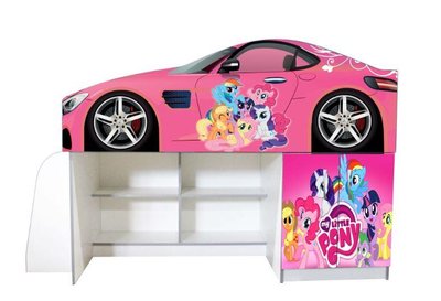 ➤Цена   Купить Кровать-чердак с комодом машинка Litle Pony розовая ➤ ➤Кровати детские➤VDЕ➤144867.11ВИОРДБД4 фото