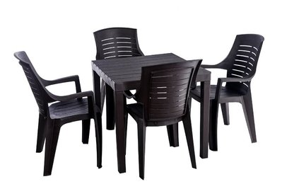 ➤Цена 8 085 грн  Купить Пластиковый комплект стол + кресла садовые 4 шт коричневый ➤Коричневый ➤Садовый комплект➤Italiya-НСМ➤2800000019228САД фото