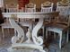 Белый стол деревянный на фигурной опоре с резными узорами и патинированием Трамонти 1000х1000 (+400) 440302921ПЛМ фото 4