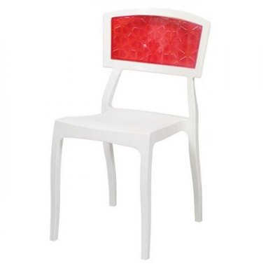 ➤Цена   Купить Пластиковый стул для открытых площадок белый с красной вставкой арт040288 ➤Белый ➤Стулья для кухни➤Modern 8➤ORLY152.ВВ1 фото