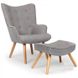 Кресло мягкое с пуфом оттоманкой для ног цвет серый арт040192.3 FLORGREOT.ВВ1 фото 2