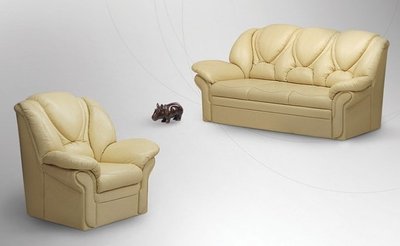 ➤Цена 40 840 грн  Купить Комплект мягкой мебели диван раскладной + кресло мягкое ППУ Боннель кожзам крем ➤Бежевый ➤Комплекты диван + кресла➤Ю_Н➤440310684юд8 фото