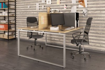 ➤Цена 8 775 грн  Купить Двойной письменный стол для офиса в стиле Loft Дуб светлый арт050171.2 ➤дуб ➤Письменные столы в стиле Loft➤Modern 10➤62649LO фото