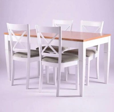 ➤Цена   Купить Комплект кухонный стол Вишер + стулья Бадфоль (6 шт) белый ➤Белый ➤Комплекты обеденные деревянные➤Агросвит 2П➤440312188ПЛМ фото