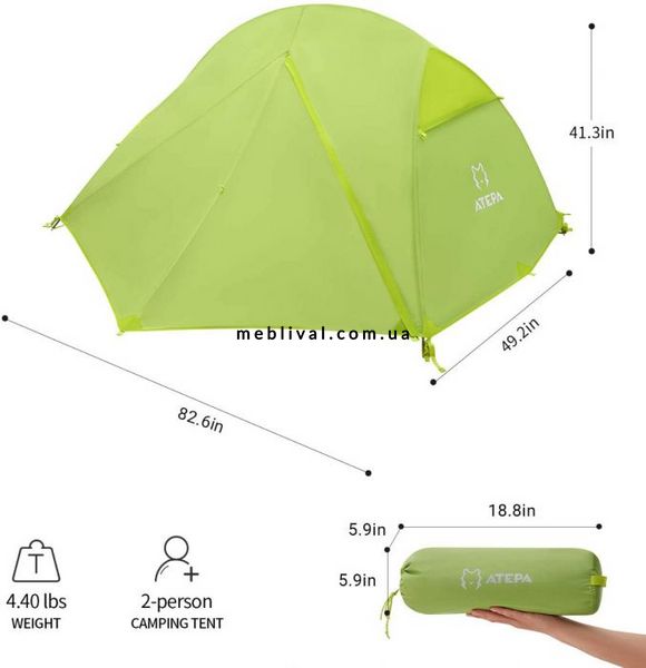 ➤Цена 7 587 грн UAH Купить Ультралегкая палатка Atepa HIKER II(AT2002) (light orange) ➤Оранжевый ➤Палатки и зонты➤KingCamp➤AT2002OR фото