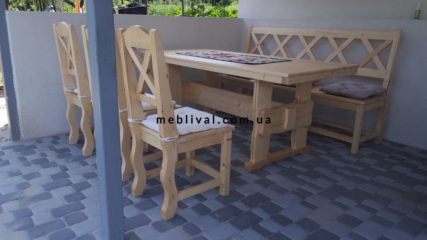 ➤Цена 20 105 грн  Купить Комплект деревянный Редон стол + лавка и два стула ➤натуральное дерево ➤Столовые комплекты под старину➤Агросвит 4С➤440302875ПЛМ фото