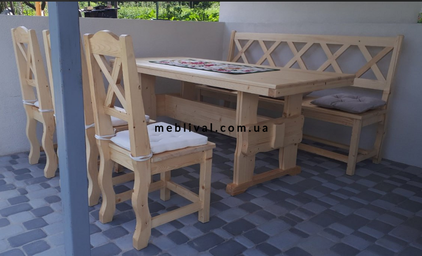 ➤Цена 20 105 грн  Купить Комплект деревянный Редон стол + лавка и два стула ➤натуральное дерево ➤Столовые комплекты под старину➤Агросвит 4С➤440302875ПЛМ фото
