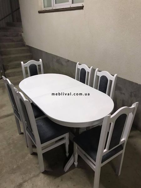 ➤Цена 18 292 грн  Купить Гарнитур стол белый 160х90+40 и 6 стульев Брен ➤Белый ➤Комплекты обеденные деревянные➤Агросвит Б➤440304031ПЛМ.2 фото