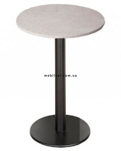 ➤Цена   Купить Барный стол для кафе на дисковой опоре черного цвета круглая столешница 60 белый мрамор арт040324.2 ➤Белый ➤Столы барные➤Modern 8➤ОКАWW60110.ВВ1 фото