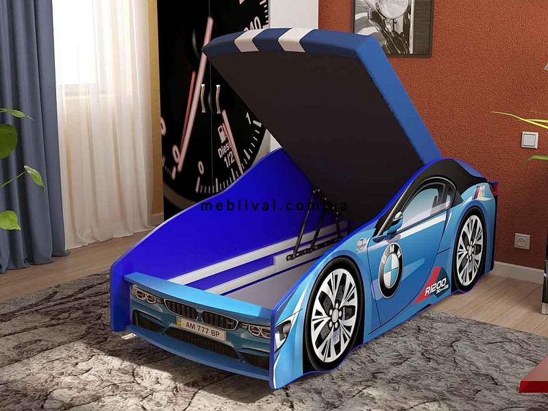 ➤Цена 8 640 грн  Купить Кровать-машинка БМВ Blue матрас + мягкий спойлер + подушка Дизайн 3, + газовый механизм, 80х170 ➤ ➤Кровати детские➤VDЕ-Н➤440303476.37ВИОРДЕЛ фото