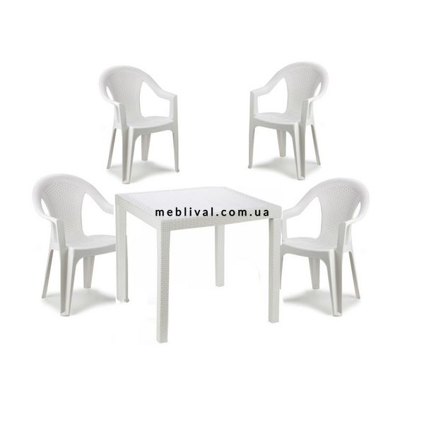 ➤Цена   Купить Комплект садовый стол King+4 кресла Ischia белый ➤ ➤Садовый комплект➤BICON➤2800000010607.САДГ фото
