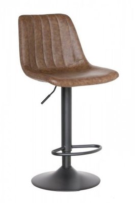 ➤Ціна 3 066 грн  Купити Барный стул высокий на металлической опоре черного цвета кожзам коричневый с прострочкой арт040291➤Коричневий ➤Стулья барные➤Modern 8➤Kastor.ВВ1 фото
