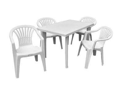 ➤Цена 5 379 грн  Купить Мебель содовая комплект стол нераскладной + 4 кресла пластик белый ➤Черный ➤Садовый комплект➤Italiya-НСМ➤2800000010744.САДГ фото
