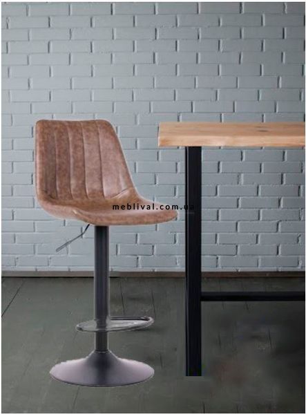 ➤Цена 3 066 грн  Купить Барный стул высокий на металлической опоре черного цвета кожзам коричневый с прострочкой арт040291 ➤Коричневый ➤Стулья барные➤Modern 8➤Kastor.ВВ1 фото