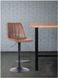 Барный стул высокий на металлической опоре черного цвета кожзам коричневый с прострочкой арт040291 Kastor.ВВ1 фото 2