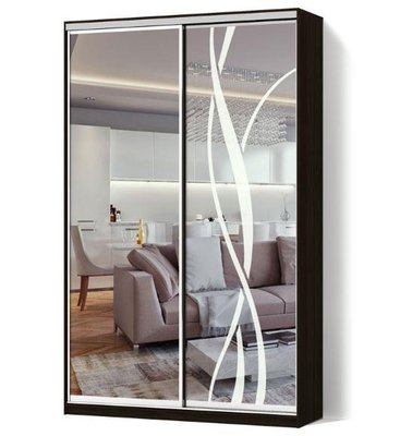 ➤Цена   Купить Шкаф-купе Стандарт двухдверный фасады зеркало+зеркало с пескоструйным рисунком ➤ ➤Шкафы купе двухдверные➤L&D➤440304589матр фото