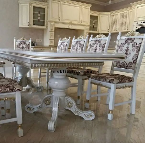 ➤Цена 123 975 грн  Купить Банкетный гарнитур стол Валонь раскладной (2800) + стулья Аверм (10 шт) белый ➤белый с патиной ➤Комплекты обеденные деревянные➤Агросвит 2П➤440312127ПЛМ фото