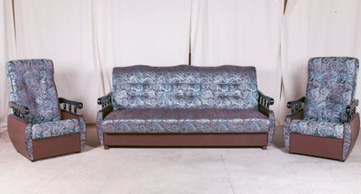➤Цена   Купить Комплект два кресла нераскладных + диван раскладной Клик-кляк Боннель ППУ синий ➤Синий ➤Комплекты диван + кресла➤M_S-КОМП➤440300164М.2 фото