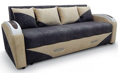 ➤Цена 17 643 грн  Купить Мягкий диван со спальным местом и стильными подлокотниками арт040152.1 ➤Черный ➤Диваны прямые➤Modern 7➤144504.4ВО фото