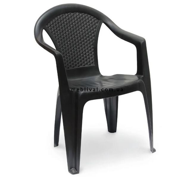 ➤Цена 770 грн  Купить Пластиковое кресло для дачи 55x54x82 антрацит ➤Черный ➤Кресла и стулья пластиковые➤Italiya-К➤8009271686502САДГ фото