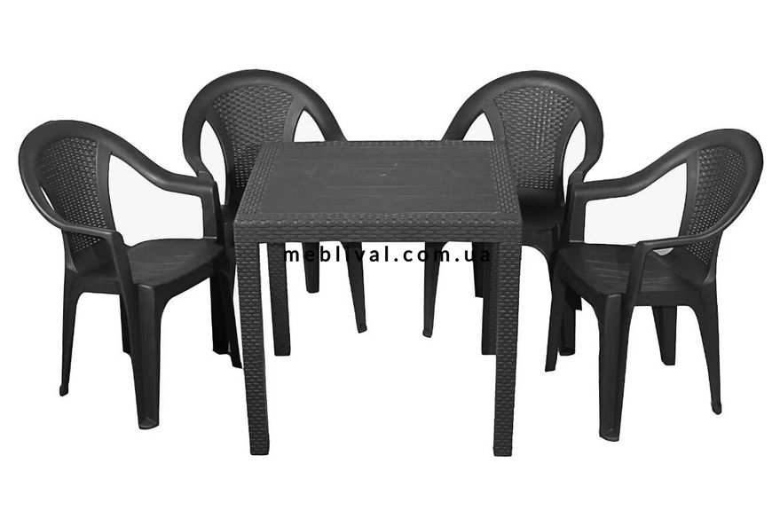 ➤Цена 770 грн  Купить Пластиковое кресло для дачи 55x54x82 антрацит ➤Черный ➤Кресла и стулья пластиковые➤Italiya-К➤8009271686502САДГ фото