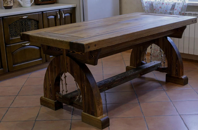 ➤Цена 14 877 грн  Купить Массивный стол для обеденной зоны деревянный под старину Реймс 3000х1000 ➤натуральное дерево ➤Столы под старину➤Агросвит 4С➤440302876.3ПЛМ фото