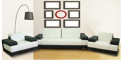 ➤Цена  USD Купить Комплект мягкой мебели Modena 3+1+1, механизм еврокнижка ➤черный с белым ➤Комплекты диван + кресла➤Blonski➤144657BLON фото