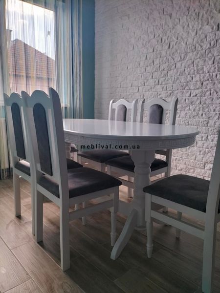 ➤Ціна 16 260 грн  Купити Стол и стулья из дерева для гостиной 1+8 Брен Нью (1200х800 +400)➤Орех темный ➤Комплекты обеденные деревянные➤Агросвит Б➤440303030ПЛМ фото