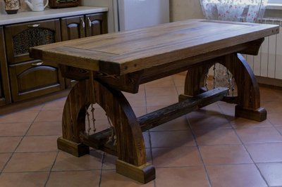 ➤Цена 13 671 грн  Купить Массивный стол для обеденной зоны деревянный под старину Реймс 250х100 ➤натуральное дерево ➤Столы под старину➤Агросвит 4С➤440302876.2ПЛМ фото