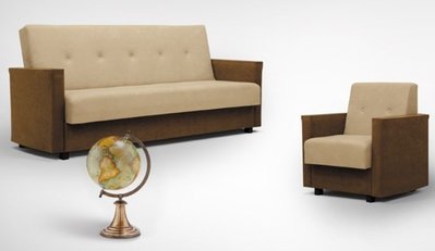 ➤Цена   Купить Комплект мягкой мебели Мега ➤Бежевый ➤Комплекты диван + кресла➤Yudin➤440310711юд69 фото