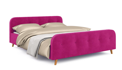 ➤Цена   Купить Кровать мягкая двухспальная 180х200 на деревянных ножках рогожка розовая ➤розовая ➤Кровати двухспальные➤VDЕN➤44035843.2ВИОРД фото