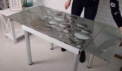 ➤Ціна 9 550 грн  Купити Стол кухонный стеклянный Ixam Дизайн 4, 110(170)х70➤ ➤Столы стеклянные➤Maj➤440303302.8jam фото