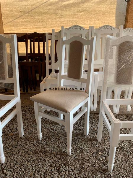 ➤Ціна 1 395 грн  Купити Белый мягкий стул Брен➤орех светлый ➤Стулья деревянные➤Агросвит Б➤440381218ПЛМ.155.1 фото
