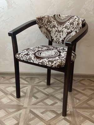 ➤Цена 2 814 грн UAH Купить Стильный стул с подлокотниками мягкий Морже ткань  ➤Орех темный ➤Стулья деревянные➤Агросвит П➤5703654ПЛМ фото