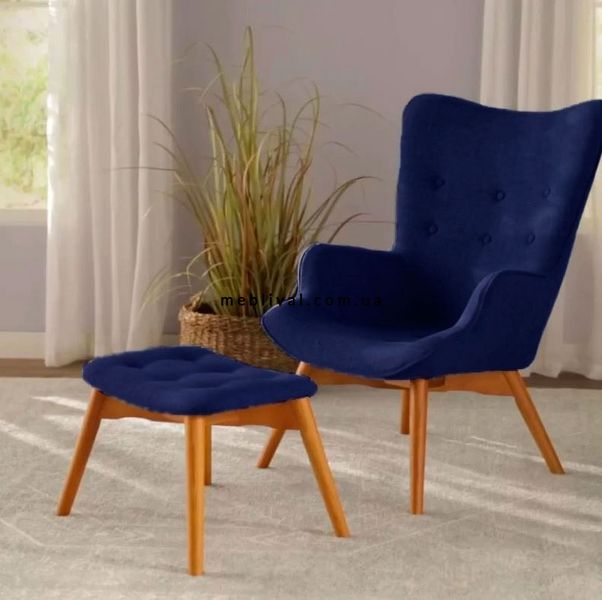 ➤Цена 14 518 грн  Купить Синее кресло интерьерное на ножках арт040191.3 ➤Синий ➤Кресла мягкие➤Modern 8➤FLORDBLU29.ВВ1 фото