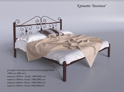 ➤Ціна 5 370 грн UAH Купити Кровать двуспальная Бегония тм Tenero➤Коричневий ➤Кровати металлические➤Tenero➤440304830TEN фото