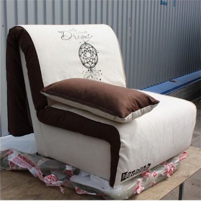 ➤Ціна 9 635 грн  Купити Кресло кровать без подлокотников СМ 80х115х87 бежево-коричневый логотип черный арт020012.7➤Бежевий ➤Кресло кровать➤Modern 2➤044611.93NOV фото