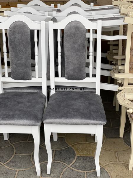 ➤Цена 2 211 грн  Купить Белый обеденный стул Париж обивка серая ➤белый с патиной ➤Стулья деревянные➤Агросвит Б➤440303036.15ПЛМ фото
