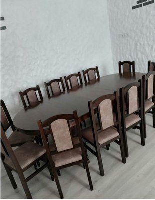 ➤Цена 20 940 грн UAH Купить Комплект стол овальный 120х80(+40) Нерб + стулья 12 шт ➤Горіх ➤Комплекты обеденные деревянные➤Nerb➤0010BRN фото