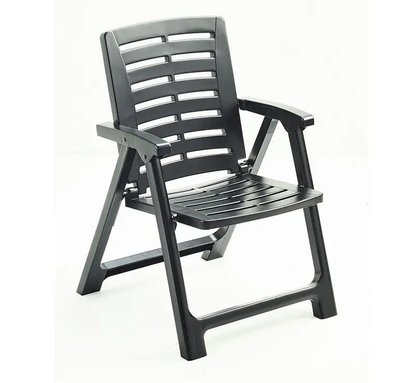 ➤Цена 1 705 грн  Купить Складное кресло для отдыха 55x59x82 пластик антрацит ➤Черный ➤Кресла и стулья пластиковые➤Italiya-К➤8009271663404.САДГ фото