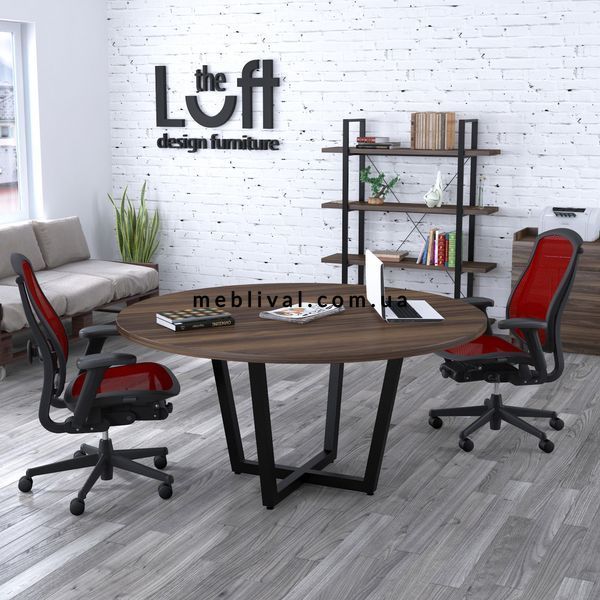 ➤Цена 15 796 грн  Купить Стол для переговоров круглый в стиле Loft Орех арт050116 ➤орех ➤Столы для переговоров в стиле Loft➤Modern 10➤62385LO фото